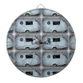 Teardrop-zigeunerkaravaan met vrolijke glamping op dartbord (Voorkant)