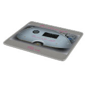 Teardrop-zigeunerkaravaan met vrolijke glamping snijplank (Hoek)