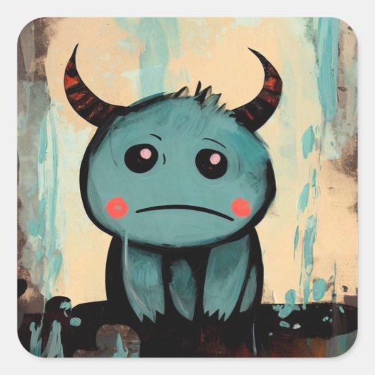 Teardrops en Horns Vierkante Sticker (Voorkant)