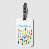 Teardruppels waterverf kleurige whimsical bagagelabel (Voorkant (verticaal))