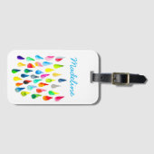 Teardruppels waterverf kleurige whimsical bagagelabel (Voorkant (horizontaal))