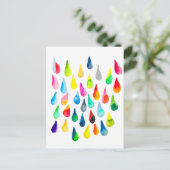 Teardruppels waterverf kleurige whimsical briefkaart (Staand voorkant)