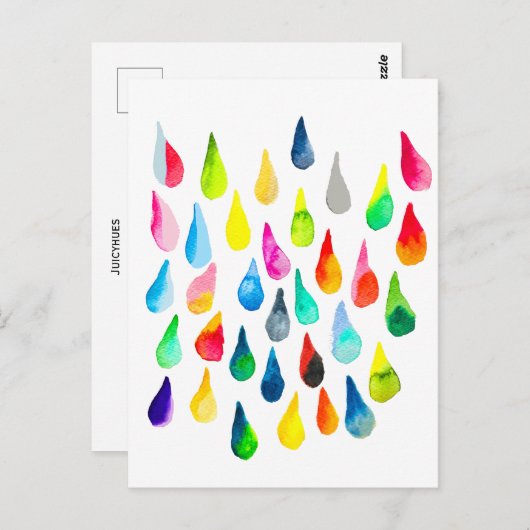 Teardruppels waterverf kleurige whimsical briefkaart (Voorkant / Achterkant)