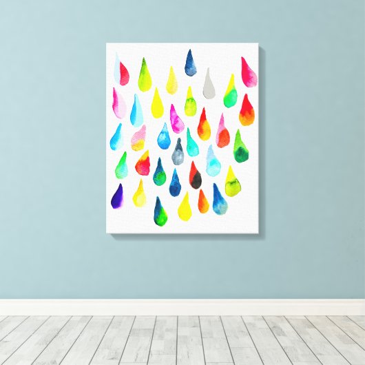 Teardruppels waterverf kleurige whimsical canvas afdruk (Insitu (Houten vloer))
