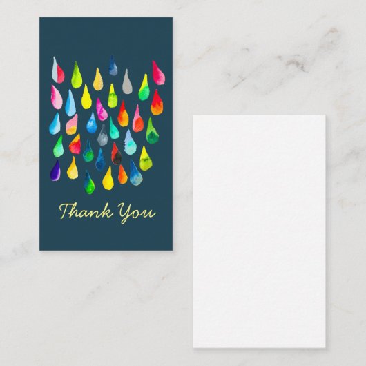 Teardruppels waterverf kleurige whimsical notitiekaartje (Voorkant / Achterkant)