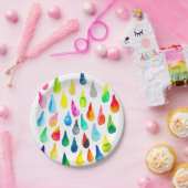 Teardruppels waterverf kleurige whimsical papieren bordje (Feest)