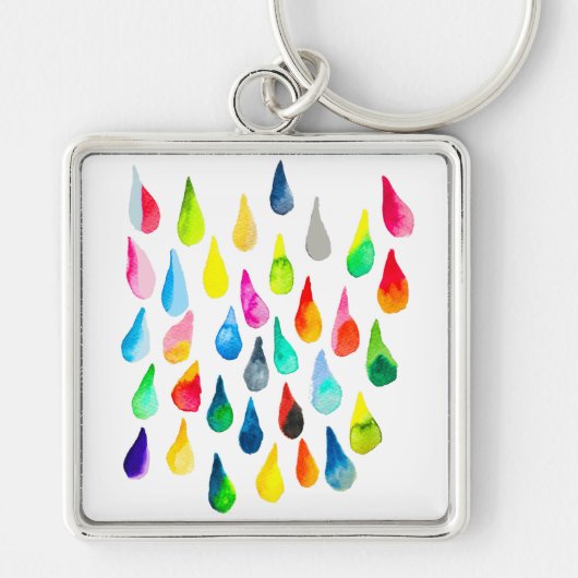 Teardruppels waterverf kleurige whimsical sleutelhanger (Voorkant)