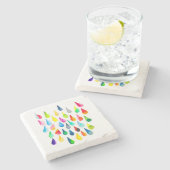 Teardruppels waterverf kleurige whimsical stenen onderzetter (Zijkant)
