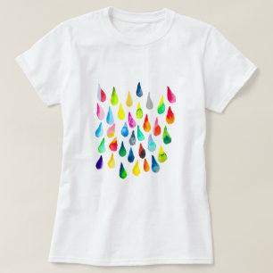 Teardruppels waterverf kleurige whimsical t-shirt