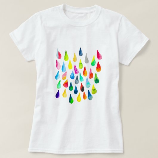 Teardruppels waterverf kleurige whimsical t-shirt (Design voorkant)