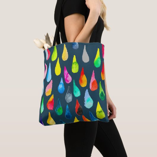 Teardruppels waterverf kleurige whimsical tote bag (Dichtbij)