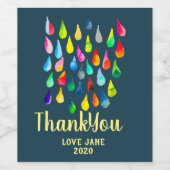 Teardruppels waterverf kleurige whimsical wijn etiket (Enkel label)