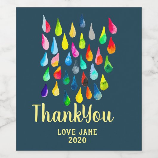 Teardruppels waterverf kleurige whimsical wijn etiket (Enkel label)