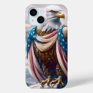 Tearful Bald Eagle Dearing Amerikaanse vlag iPhone 15 Case