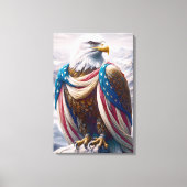 Tearful Bald Eagle met Amerikaanse vlag Canvas Afdruk (Voorkant)
