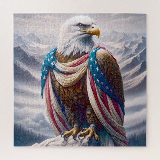 Tearful Bald Eagle met Amerikaanse vlag Legpuzzel (Verticaal)