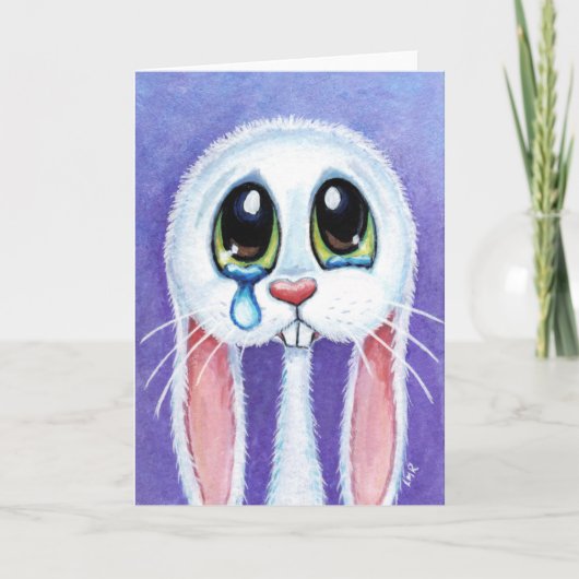 Tearful Sad Bunny Rabbit Blank Wenskaart Kaart (Voorkant)