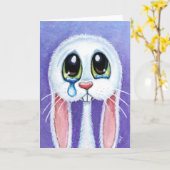 Tearful Sad Bunny Rabbit Blank Wenskaart Kaart (Gele Bloem)