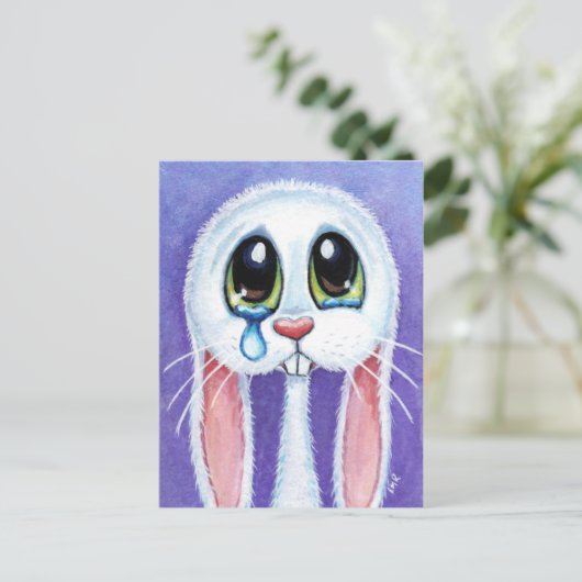 Tearful Sad Bunny Rabbit Briefkaart (Staand voorkant)