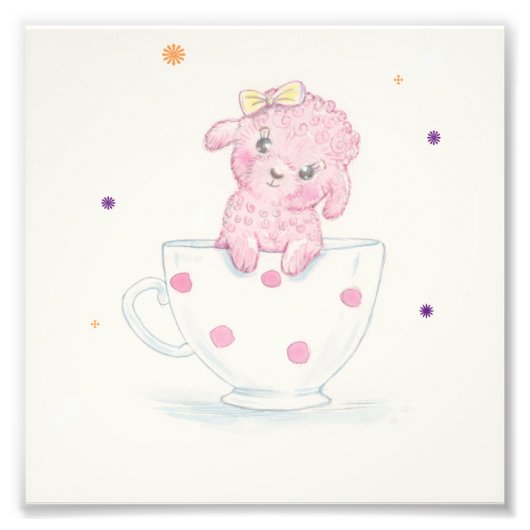 TeaRose de roze Teacup podle print Foto Afdruk (Voorkant)