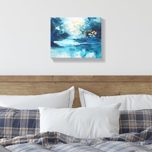 Tears of Azure Blue Abstract Canvas Afdruk (Insitu (Slaapkamer))
