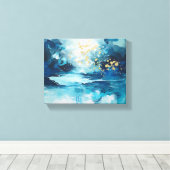 Tears of Azure Blue Abstract Canvas Afdruk (Insitu (Houten vloer))