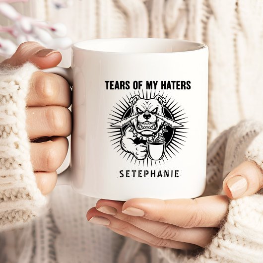 Tears Of My Haters Mug, Funny Bulldog Mug, Haters  Grote Koffiekop