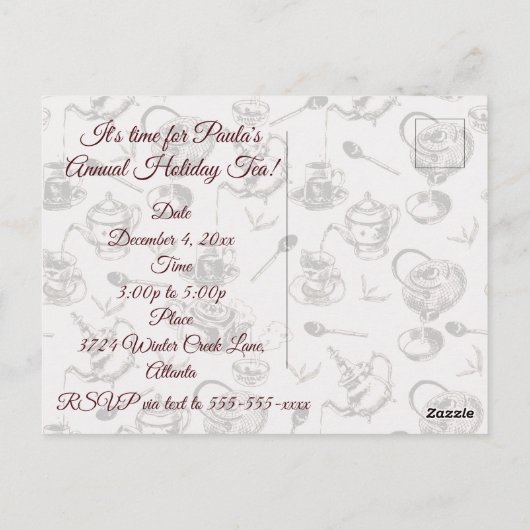 "Teas" de seizoensuitnodiging Briefkaart (Achterkant)