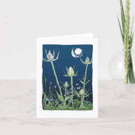 Teasels en de maan feestdagen kaart