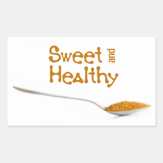 Teaspoon en bruine suiker rechthoekige sticker (Voorkant)