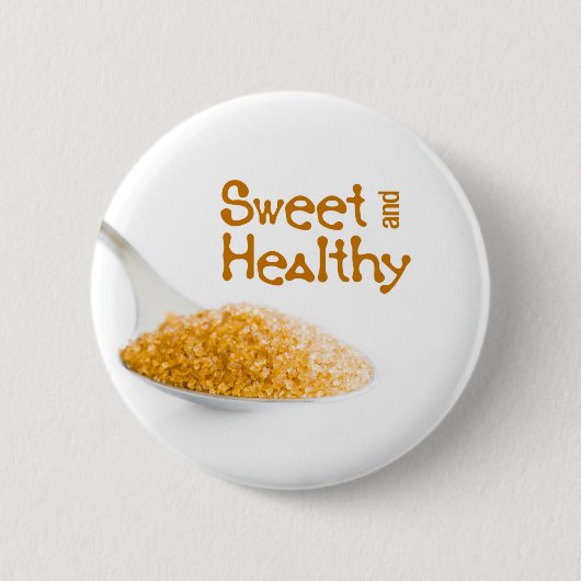 Teaspoon en bruine suiker ronde button 5,7 cm (Voorkant)