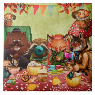 Teatime in bos met Woodland Friends Tegeltje