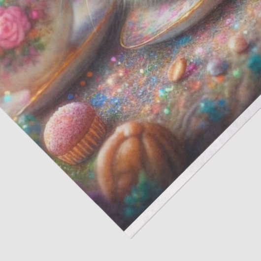  Teatime Kitten Muis Magische Decoupage Tissuepapier (Detail)