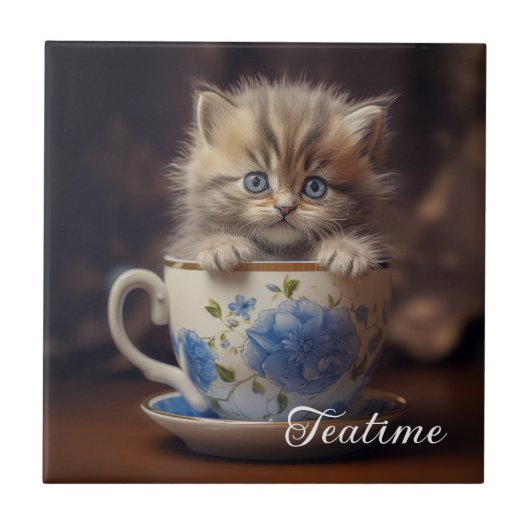 Teatime Kitten Tegeltje (Voorkant)