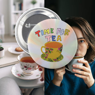 Teatime voor een cuppa cup of tea break ronde button 5,7 cm