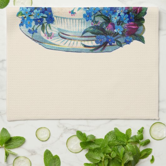 TEATOWEL: TEACUP MET STROMEN THEEDOEK (Gevouwen)