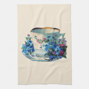 TEATOWEL:  TEACUP MET STROMEN THEEDOEK