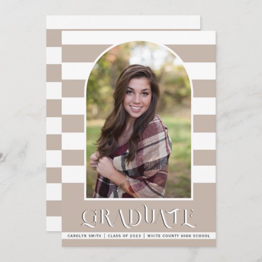 Teaupe Class of 2023 arch foto afstuderen Aankondiging (Voorkant / Achterkant)