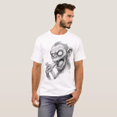 Tebere Zombie Aap Schets – Donker Horror Wezen T-shirt (Voorkant volledig)