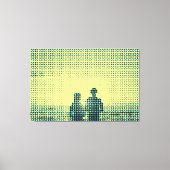 Tech Black&Cyan Halftone Effect Couple Beach Canvas Afdruk (Voorkant)