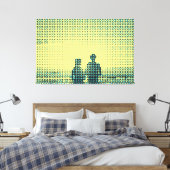 Tech Black&Cyan Halftone Effect Couple Beach Canvas Afdruk (Insitu (Slaapkamer))