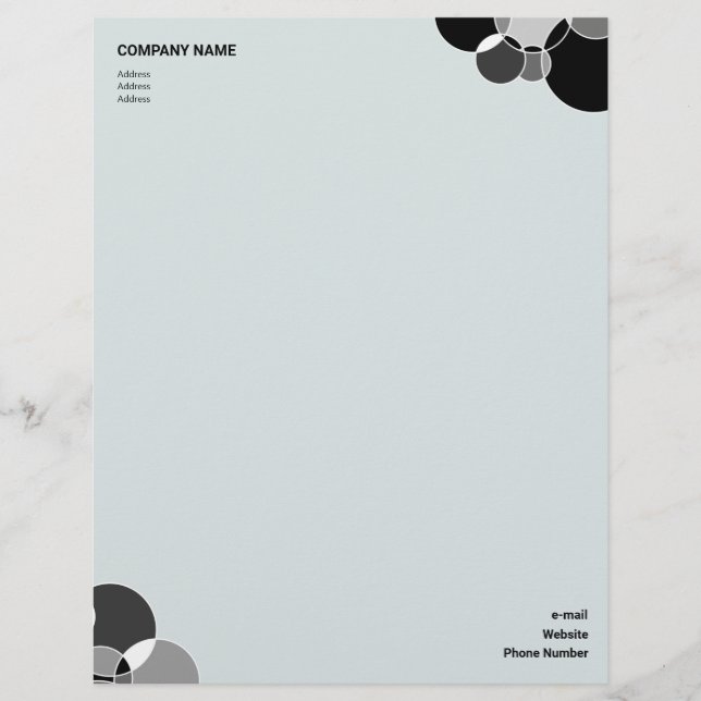 Tech Black en White Geometric Overlapping Circles Briefhoofd (Voorkant)