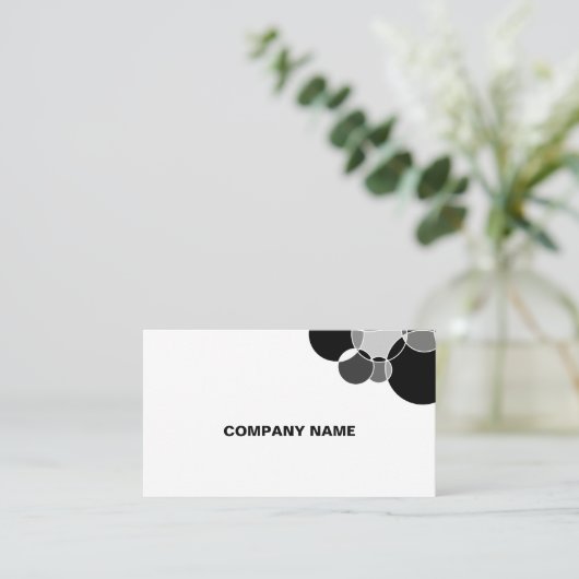 Tech Black en White Geometric Overlapping Circles Visitekaartje (Staand voorkant)