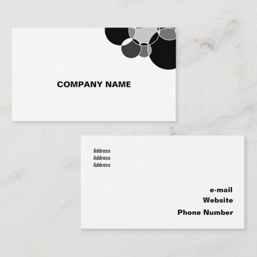 Tech Black en White Geometric Overlapping Circles Visitekaartje (Voorkant / Achterkant)