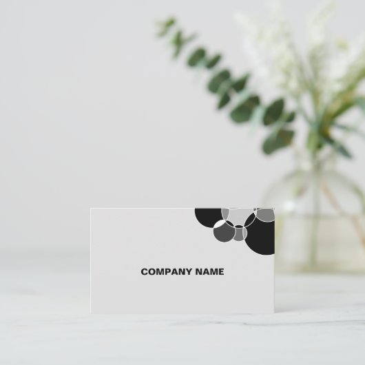 Tech Black en White Geometric Overlapping Circles Visitekaartje (Staand voorkant)