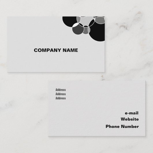 Tech Black en White Geometric Overlapping Circles Visitekaartje (Voorkant / Achterkant)