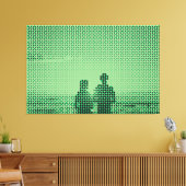 Tech Black&Green Halftone Effect Couple Beach Canvas Afdruk (Insitu (Woonkamer))