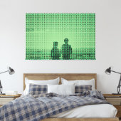 Tech Black&Green Halftone Effect Couple Beach Canvas Afdruk (Insitu (Slaapkamer))