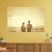 Tech Black&Oranje Halftone Effect Couple Beach Canvas Afdruk (Insitu (Woonkamer))