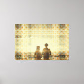 Tech Black&Oranje Halftone Effect Couple Beach Canvas Afdruk (Voorkant)